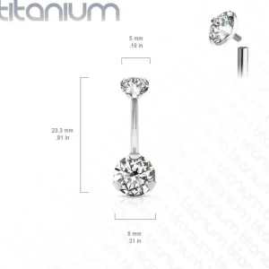 Napakoru, Titanium Prong Set Round CZ in Clear/Gold
