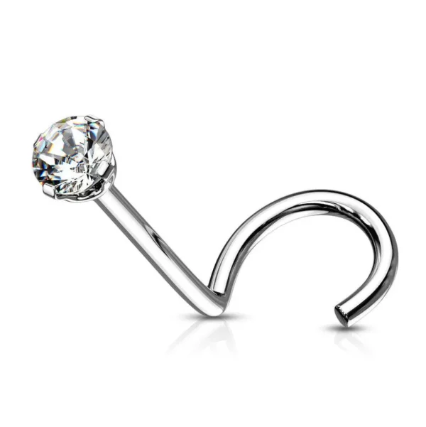 Nenäkoru, nenänappi Prong Set Round CZ (1mm/3mm)