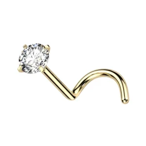 Nenänappi 0,8mm, Titanium Gold 2mm CZ -titaaninen nenänappi (kulta)