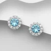 PREMIUM COLLECTION | Edith -vaaleansiniset hopeanapit kristalleilla