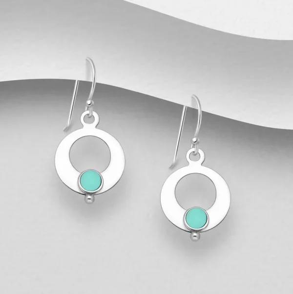 PREMIUM COLLECTION | Kajsa -minimalistiset hopeakorvakorut (turkoosi)