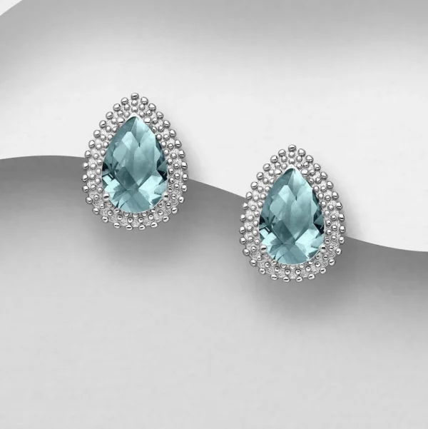 PREMIUM COLLECTION | Natalia -vaaleansiniset pisarahopeanapit