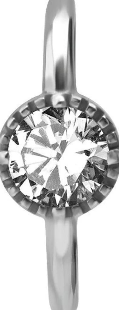 PREMIUM COLLECTION | Pyöreäkivinen clicker lävistysrengas (hopea)