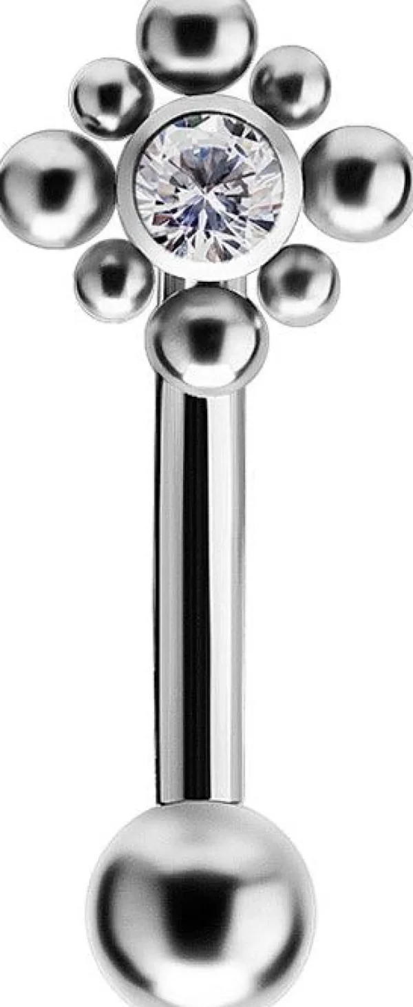 PREMIUM COLLECTION | Kaareva barbell sievällä koristeella (hopea)