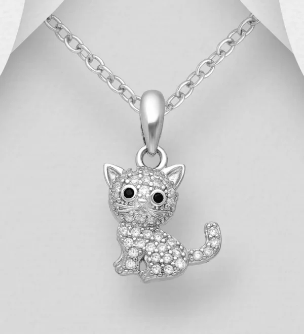 PREMIUM COLLECTION | Kissanpentu -kirkaskivinen hopeariipus