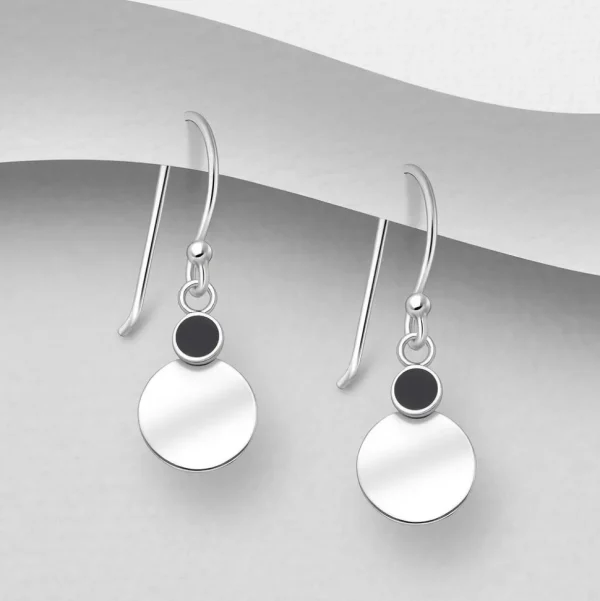 PREMIUM COLLECTION | Linn -pienet hopeiset mustakiviset korvakorut