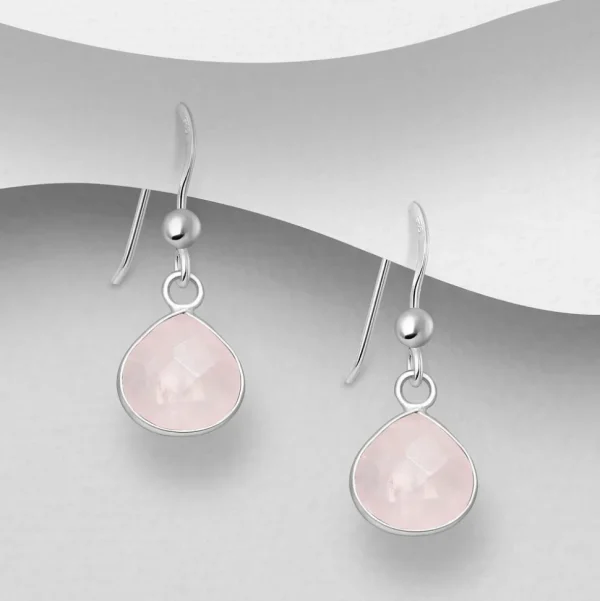 PREMIUM COLLECTION | Mona -hopeiset ruusukvartsi korvakorut