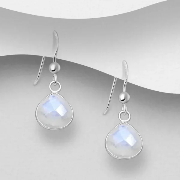 PREMIUM COLLECTION | Mona -hopeiset kuukivi korvakorut