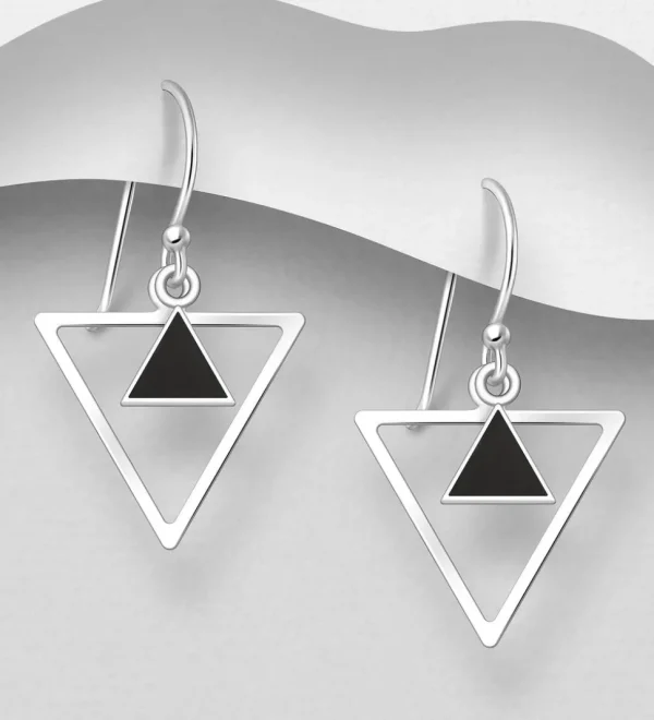 PREMIUM COLLECTION | Simone -hopeiset roikkuvat mustakiviset korvakorut
