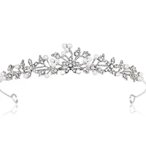 ROMANCE | Bianca -hopeanvärinen siro tiara helmillä
