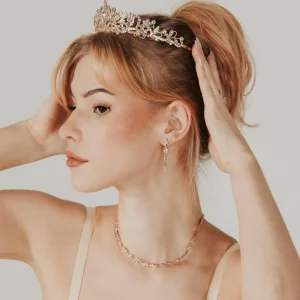 ROMANCE, Ophelia -ruusukultainen tiara kirkkailla kivillä