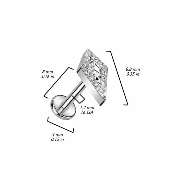 Rustokoru/traguskoru, Crystal Spear Top in Gold -titaaninen labret