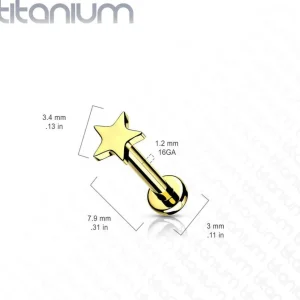Rustokoru/traguskoru, Implant Grade Titanium Mini Gold Star