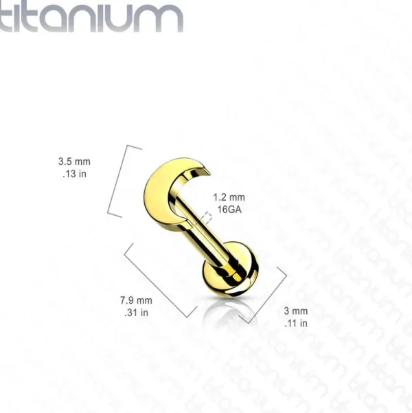 Rustokoru/traguskoru, Implant Grade Titanium Mini Gold Crescent Moon