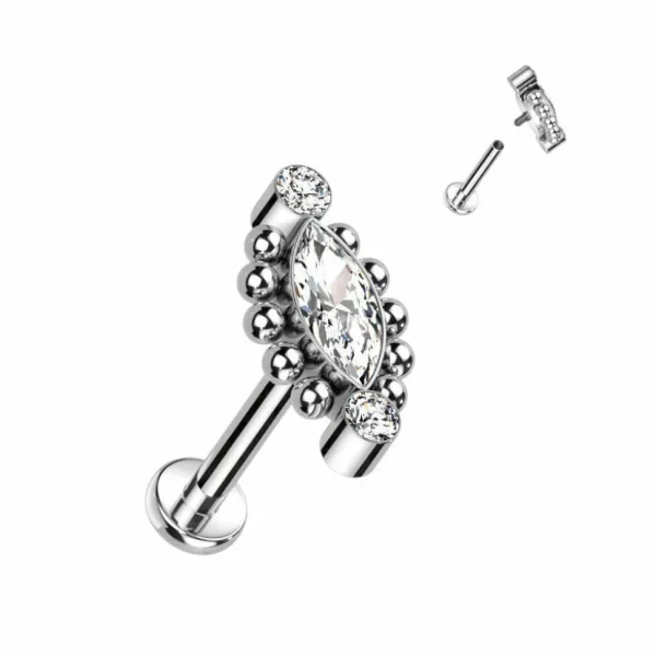 Rustokoru/traguskoru, Titanium Marquise CZ -kivellinen titaanilabret