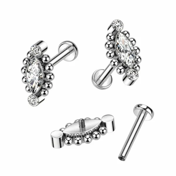 Rustokoru/traguskoru, Titanium Marquise CZ -kivellinen titaanilabret