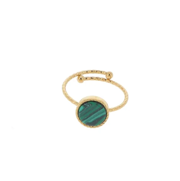 Sormus, BOHM PARIS | Bague Chloe dorée avec malachite