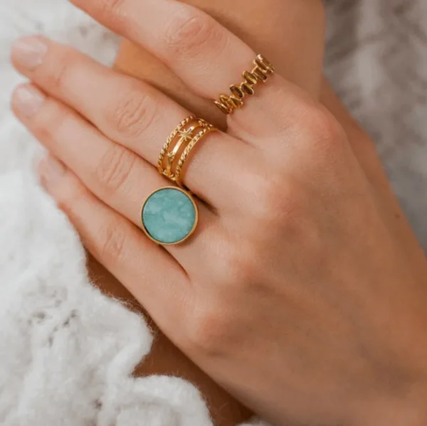 Sormus, BOHM PARIS | Bague Maxine -labradoriitti/kulta