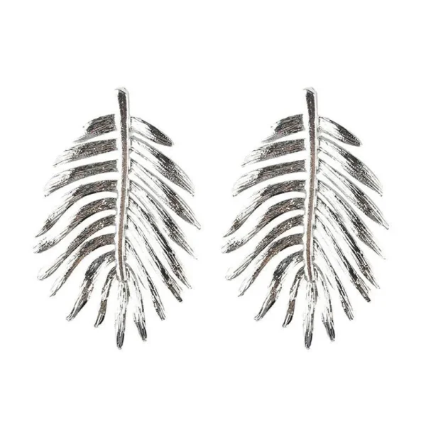 Statement-korvakorut, Large Bohemian Leaf Earrings in Silver