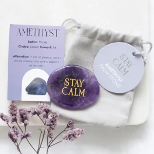Stay Calm Amethyst -ametisti kämmenkivi "pysy tyynenä"