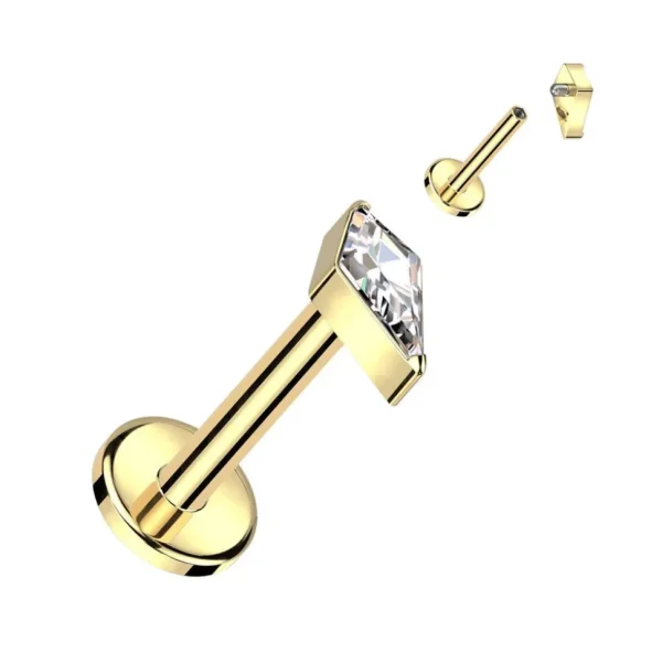 Titaani rustokoru/traguskoru, Small Diamond Top in Gold -kulta labret