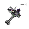 Titaani rustokoru/traguskoru, Butterfly -kimaltava labret (musta)