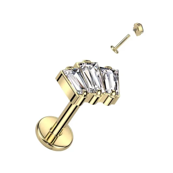 Titaani rustokoru/traguskoru, Baguette Mini -kimaltava labret (kulta)