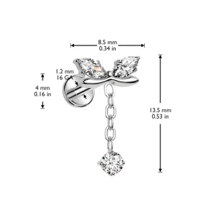 Titaani rustokoru/traguskoru, Bow Top -kimaltava labret (kulta)