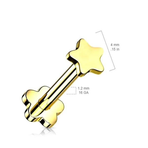 Titaani rustokoru/traguskoru, Push In Star 2 in 1 -labret (kulta)