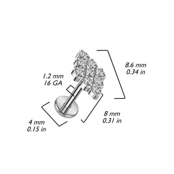 Titaani rustokoru/traguskoru, Diamond CZ -kivellinen labret (kulta)