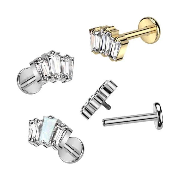 Titaani rustokoru/traguskoru, Baguette Mini -kimaltava labret (kulta)