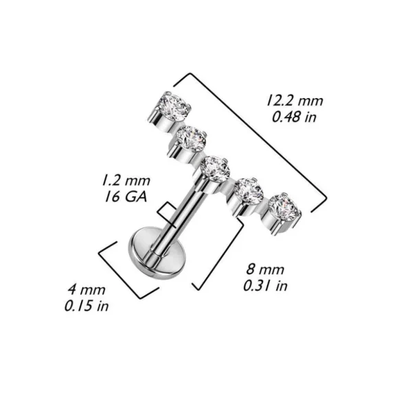Titaani rustokoru/traguskoru, Curved CZ in AB -kaareva labret