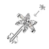 Titaaninen labret 1mm, Clear Push in Flower Labret