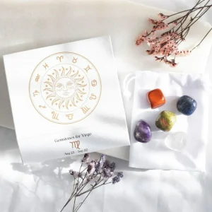 Virgo Crystal Tumblestone Set -neitsyen luonnonkivi lahjapakkaus